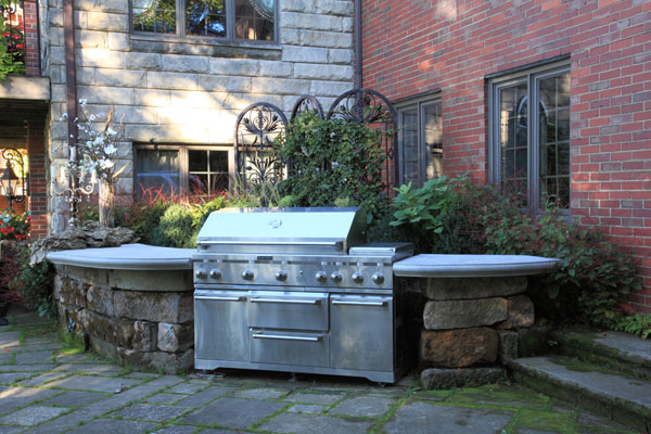 Concrete Countertop Poured Around BBQ Grill